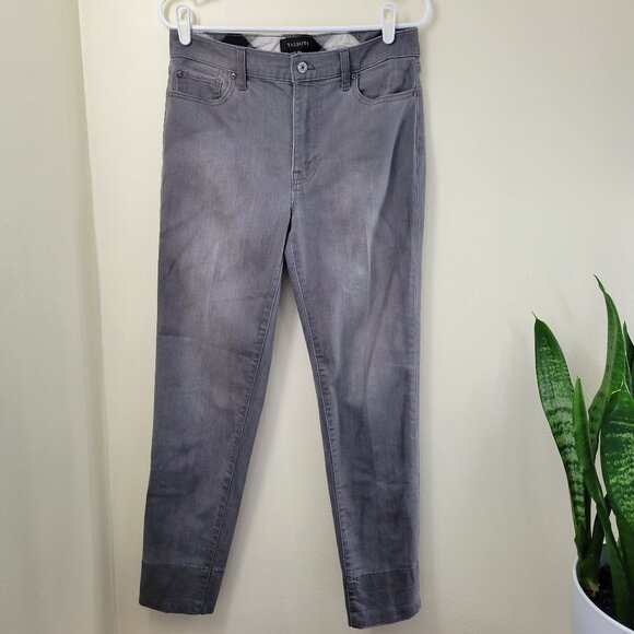 Talbots Straight Leg Ankle Jeans Plaid Hem Accent Gray Women's Size 6 - Picture 2 of 13